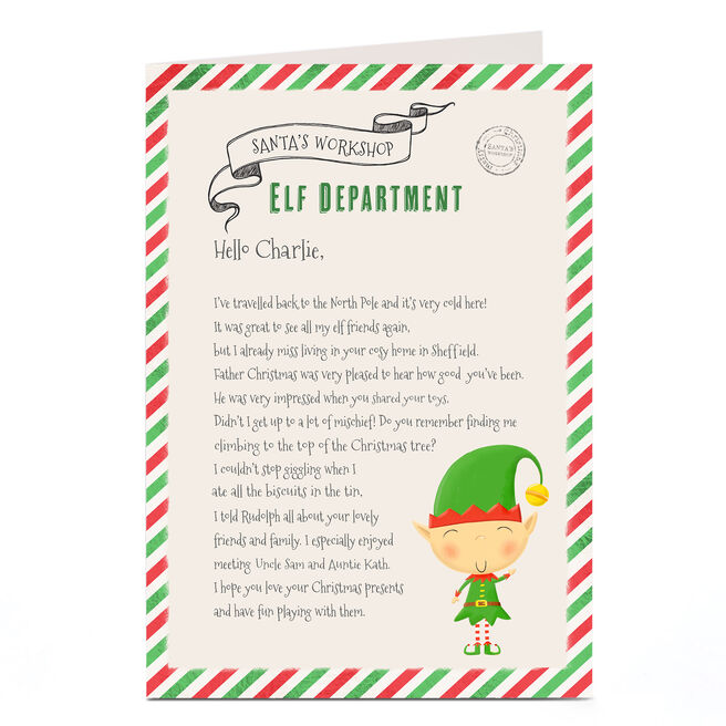 Personalised Letter From Santa - Elf Department