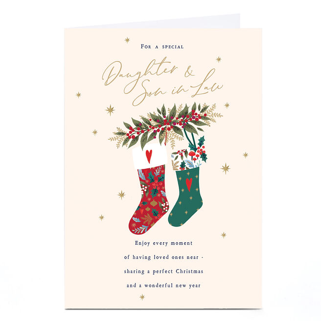 Personalised Christmas Card - Stockings,  Daughter & Son-in-Law