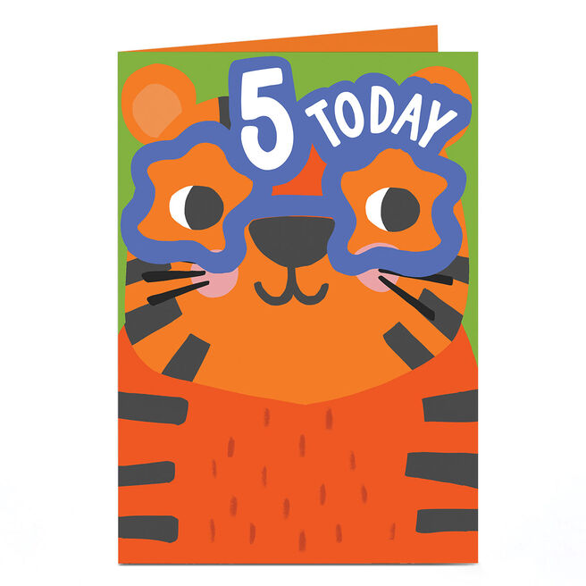 5th Birthday Card - Tiger in Glasses