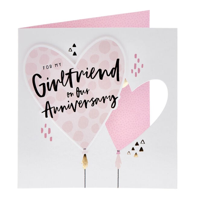 Pink Balloons Girlfriend Anniversary Card