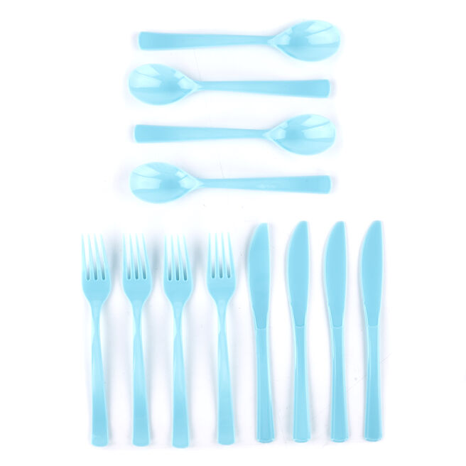 Baby Blue Plastic Cutlery Set - 18 Pieces 