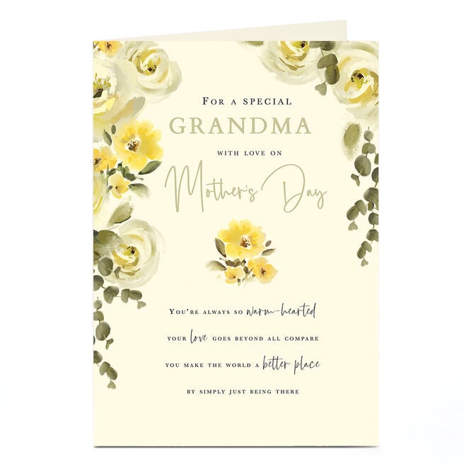 Personalised Mother's Day Card - Yellow Flowers