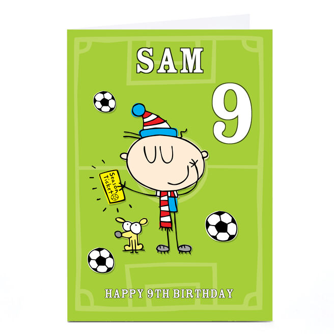Personalised Birthday Card - Football Fan, Editable Age
