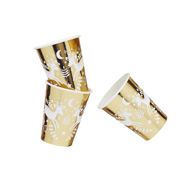 Reindeer Paper Cups - Pack of 8