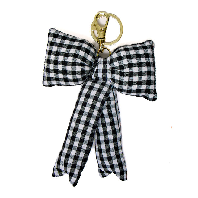 Black & White Gingham Bow Bag Charm