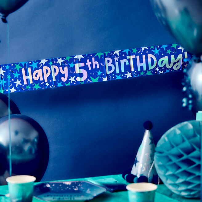Happy 5th Birthday Banner - Blue