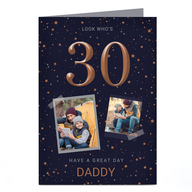 Photo Birthday Card - Bronze Stars, Look Who's..., Editable Age