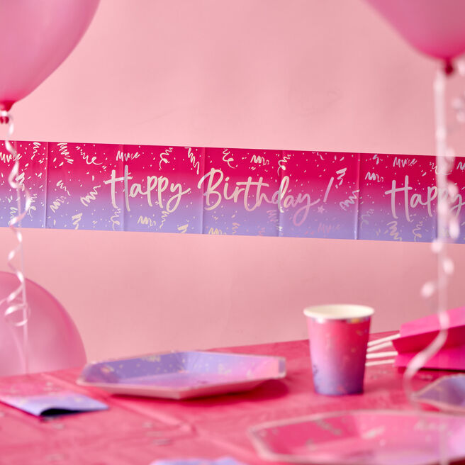 Pink Ombre Happy Birthday Banner