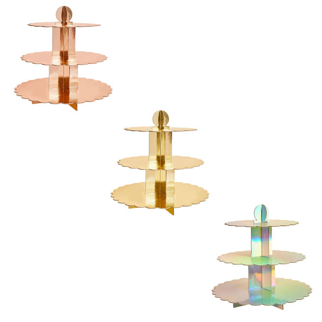 Metallic 3-Tier Scallop Cake Stand (3 Colour Options)