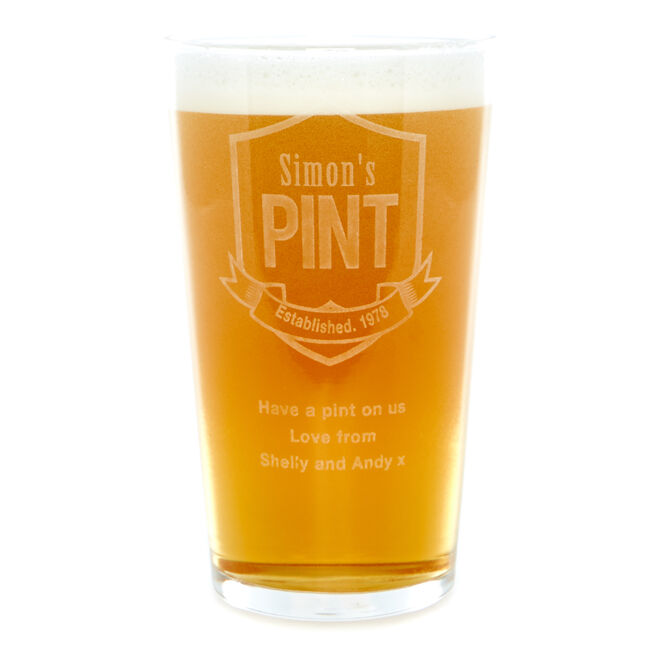 Personalised Established Badge Pint Glass