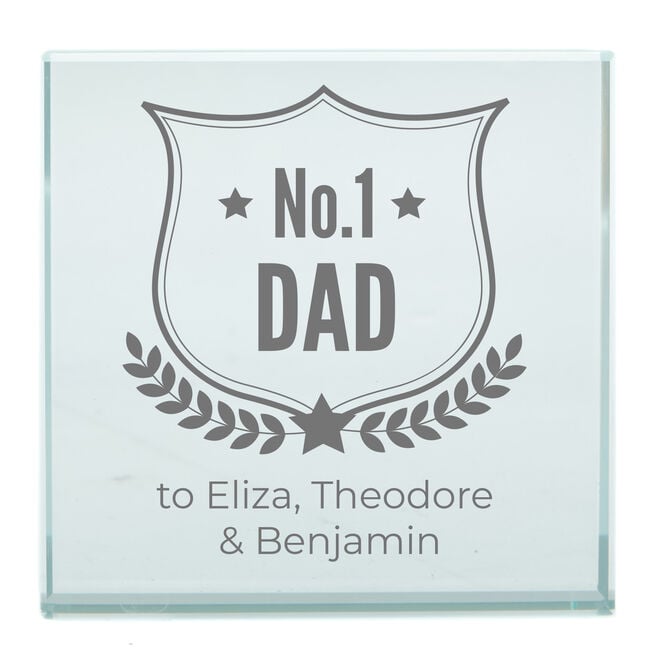 Personalised Engraved Glass Token - No. 1 Dad