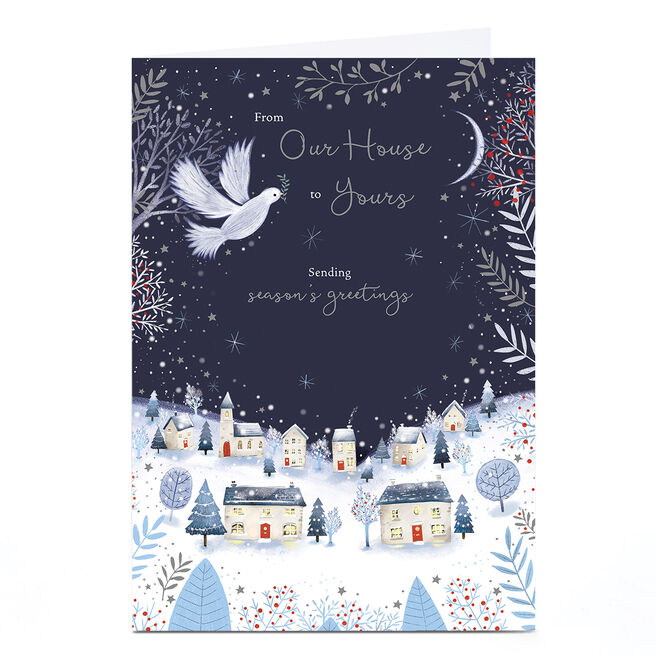 Christmas Card - From Our House to Your House - Dove in the night sky