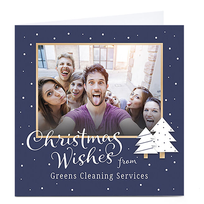 Photo Business Christmas Card - Christmas Wishes Navy