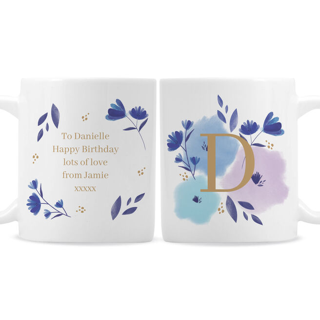 Personalised Floral Initial Mug