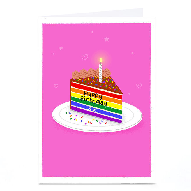 Personalised Blue Kiwi Birthday Card - Cake, Pride Flag
