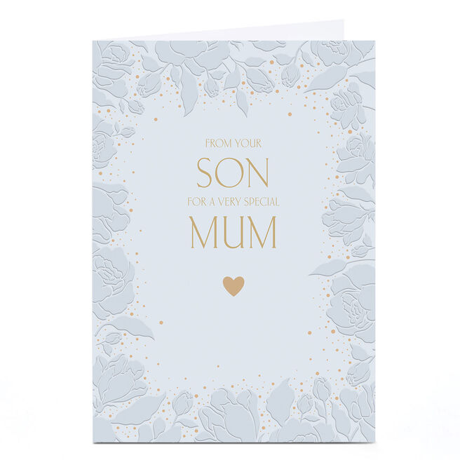 Birthday Card - Pastel Blue Floral, Mum From Your Son