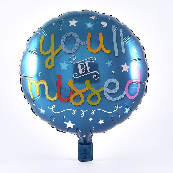 You'll Be Missed Blue Foil Helium Balloon