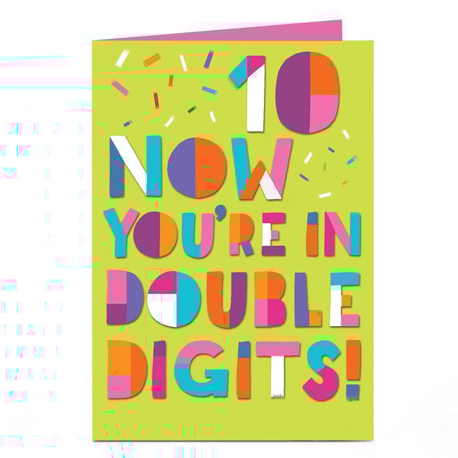 10th Birthday Card - Now You're In Double Digits
