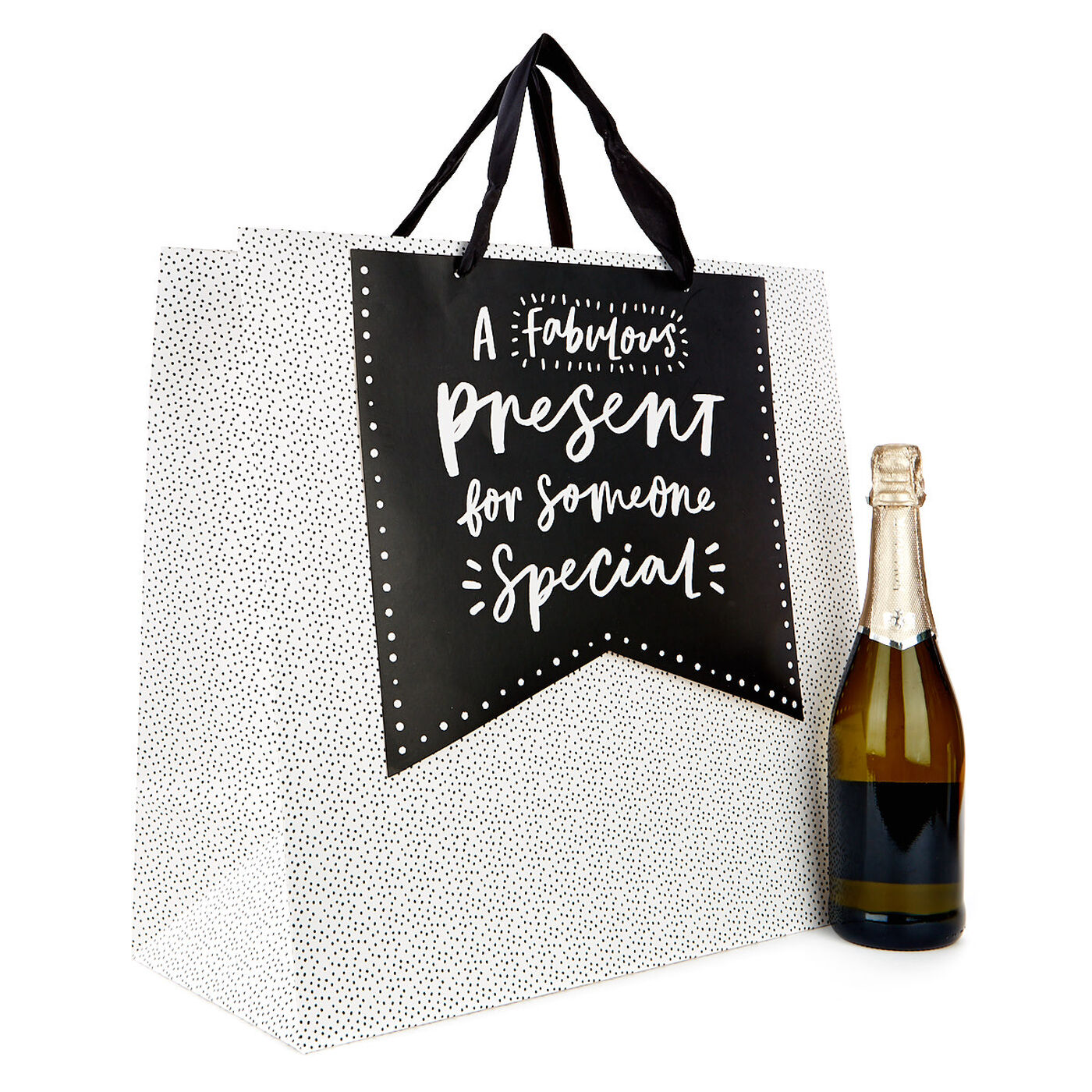 Buy Extra Large Square Gift Bag Black & White Spots, Fabulous Present