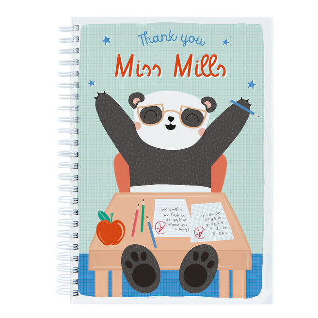 Personalised Thank You Teacher Notebook - Thank You Panda