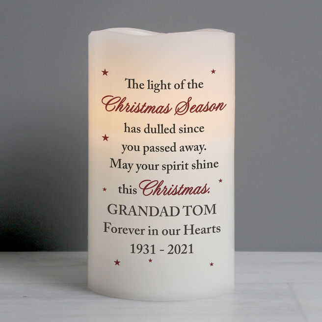 Personalised Christmas Season LED Memorial Candle