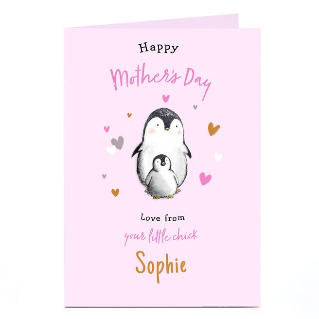 Personalised Mother's Day Card - From Your Little Chick, Penguins