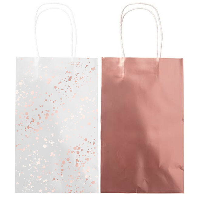 Rose Gold Paper Party Bags - Pack of 8