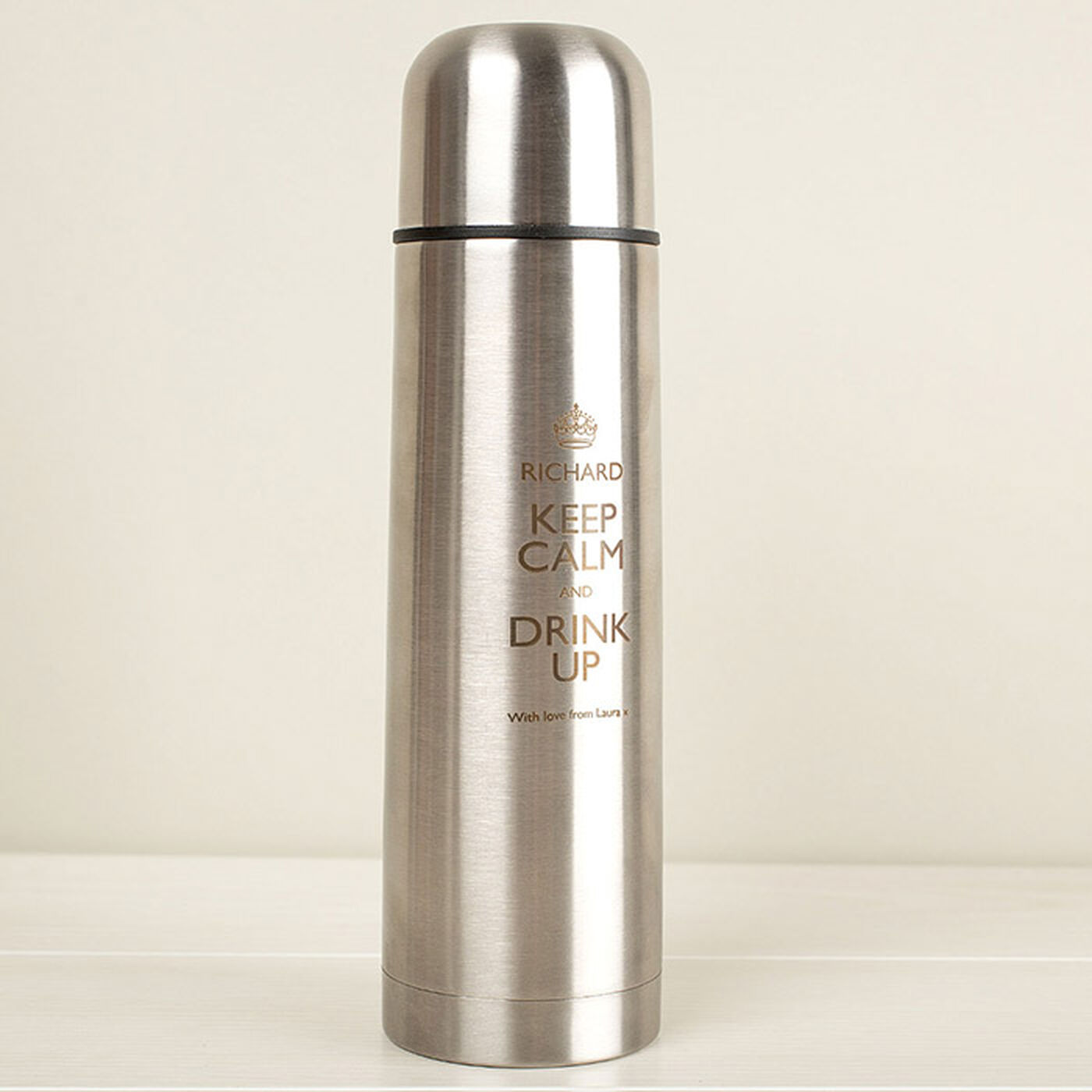 Buy Personalised Engraved Stainless Steel Vacuum Flask Keep Calm and