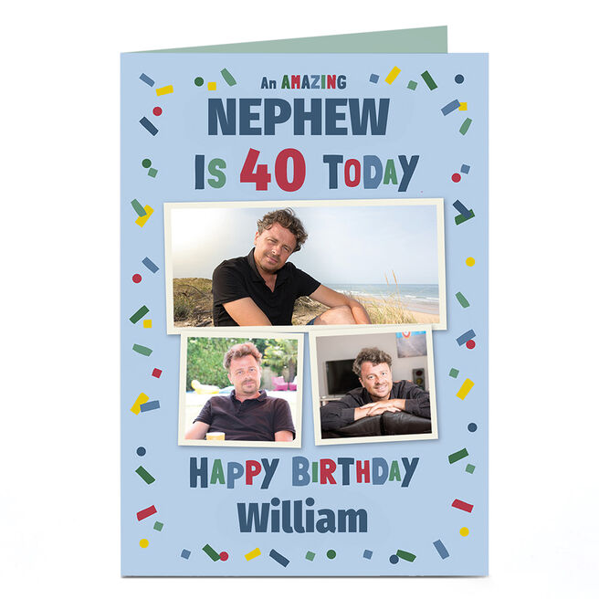 Photo Birthday Card - Colourful Confetti, Editable Age & Recipient