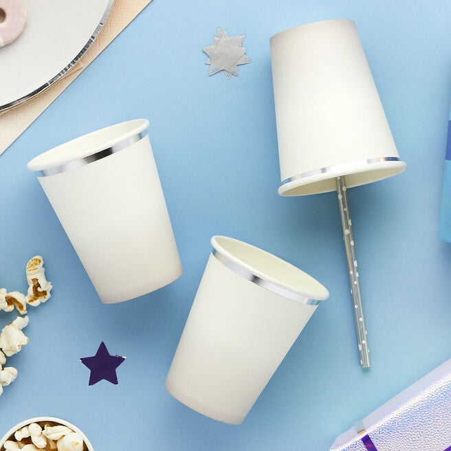 Metallic Silver & Grey Ombre Paper Cups - Pack of 8