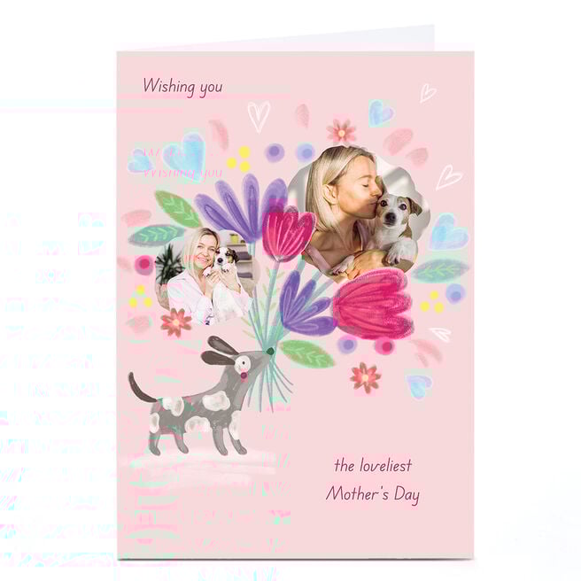 Photo Kerry Spurling Mother's Day Card - Dog Holding Flowers