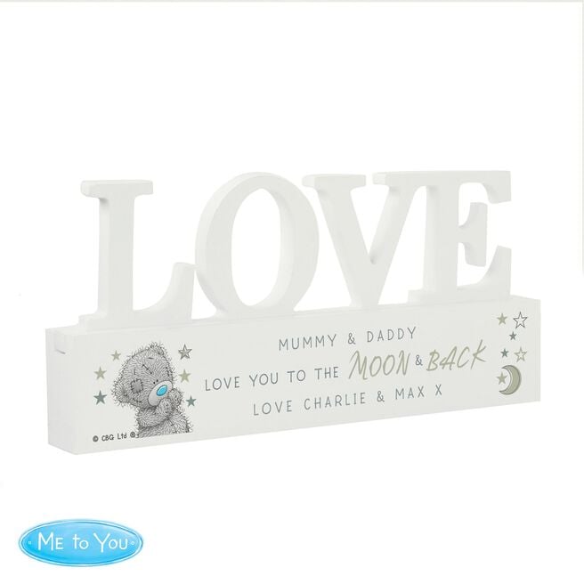 Personalised Me To You Moon & Back Wooden Love Ornament