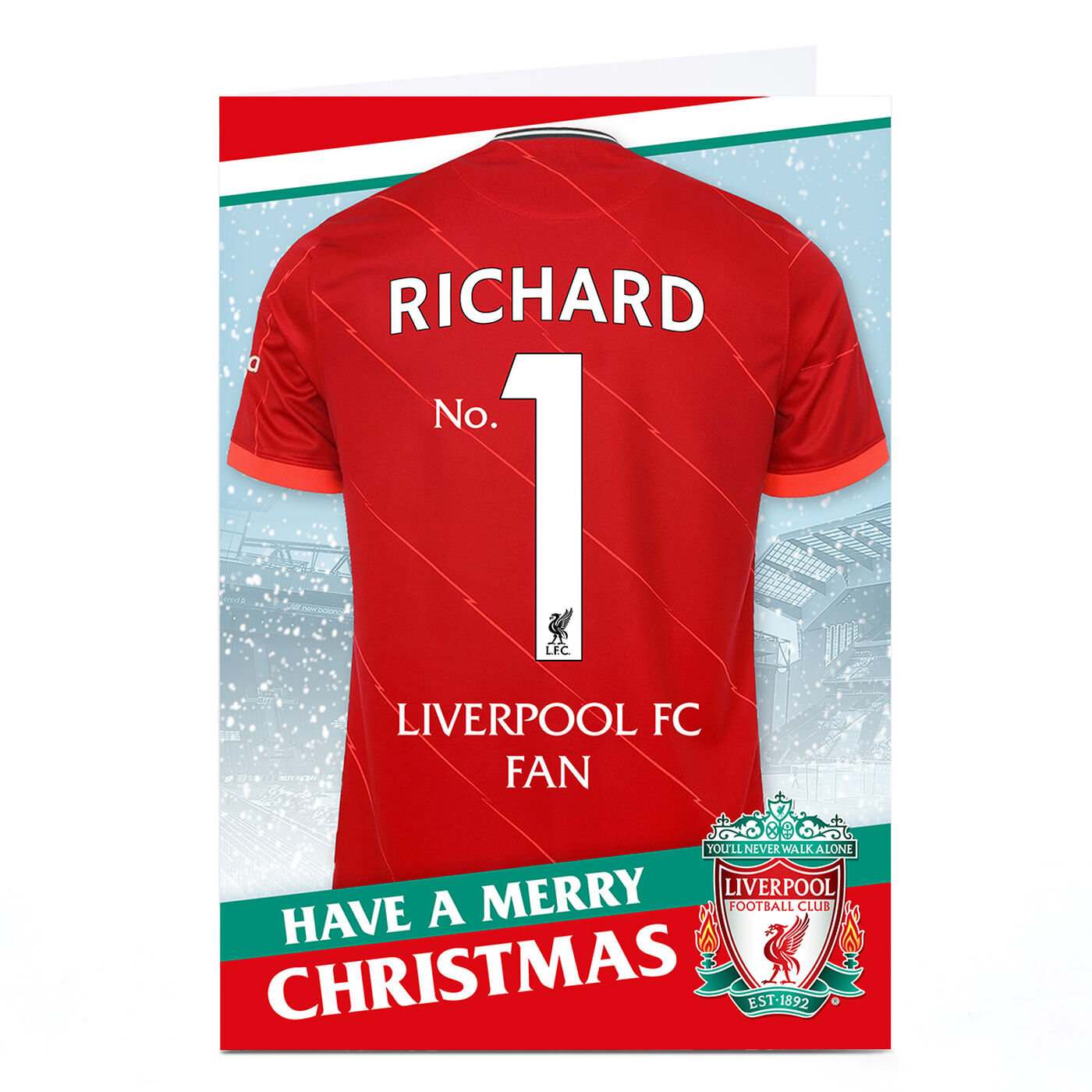Buy Personalised Liverpool FC Christmas Card Football Shirt for