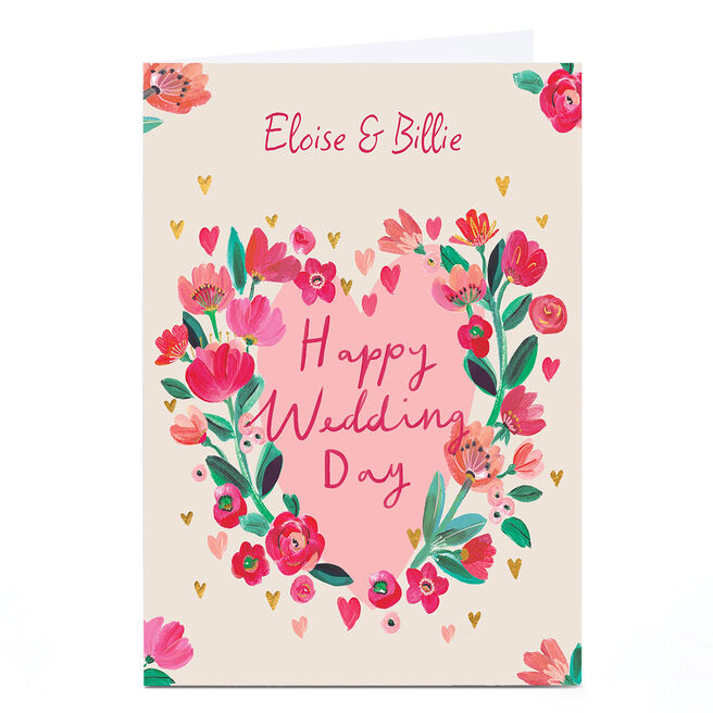 Personalised Wedding Card - Red Tulips and Roses