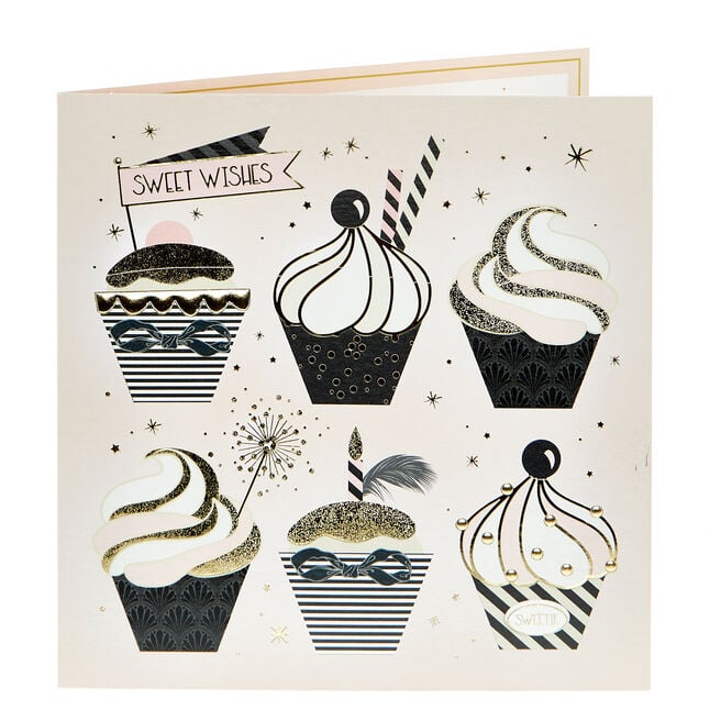 Birthday Card - Best Wishes Cupcakes 