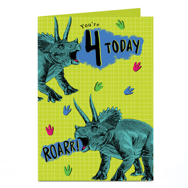 4th Birthday Card - ROARR Triceratops Dinosaur