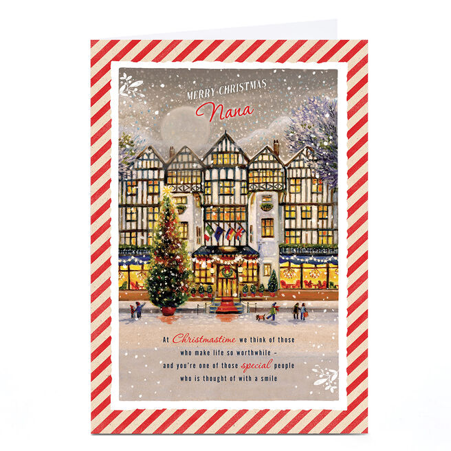 Personalised Christmas Card - Snowy Village Scene, Nana