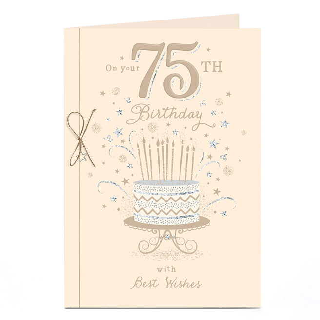 75th Birthday Card - Tea Party Birthday Cake