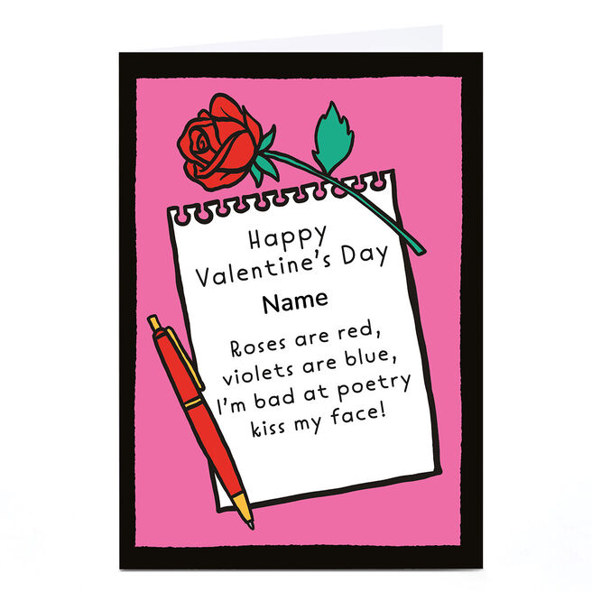Personalised Bangheads Valentine's Day Card - I'm Bad At Poetry, Any Name
