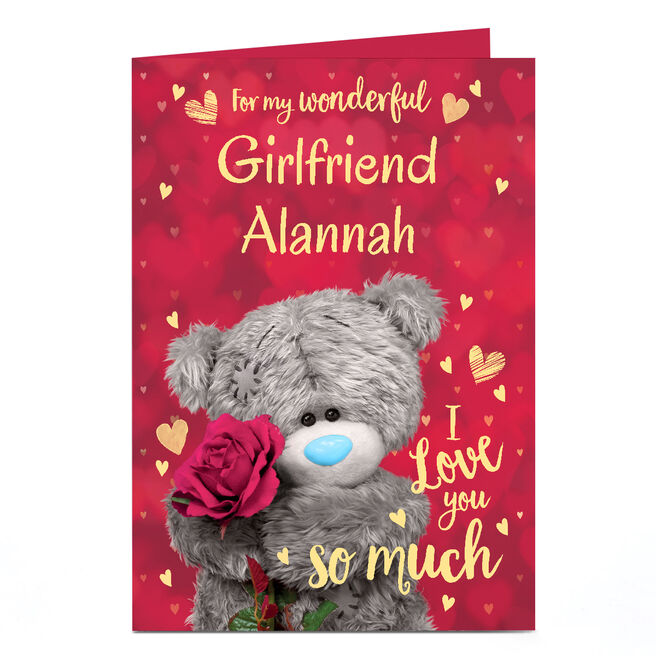 Personalised Tatty Teddy Valentine's Day Card - Love You so Much, Wonderful Girlfriend