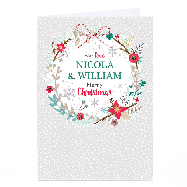Personalised Christmas Card - Woodland Wreath