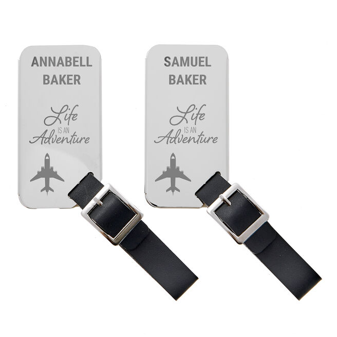 Personalised Engraved Stainless Steel Luggage Tags - Life Is An Adventure