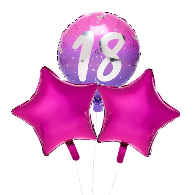 Pink 18th Birthday Balloon Bouquet - Delivered Inflated!