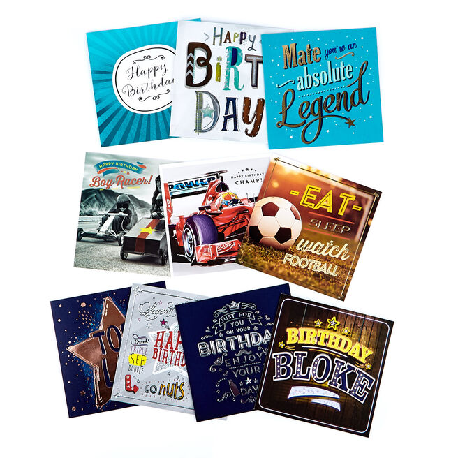 Modern Assorted Male Birthday Cards - Pack Of 10