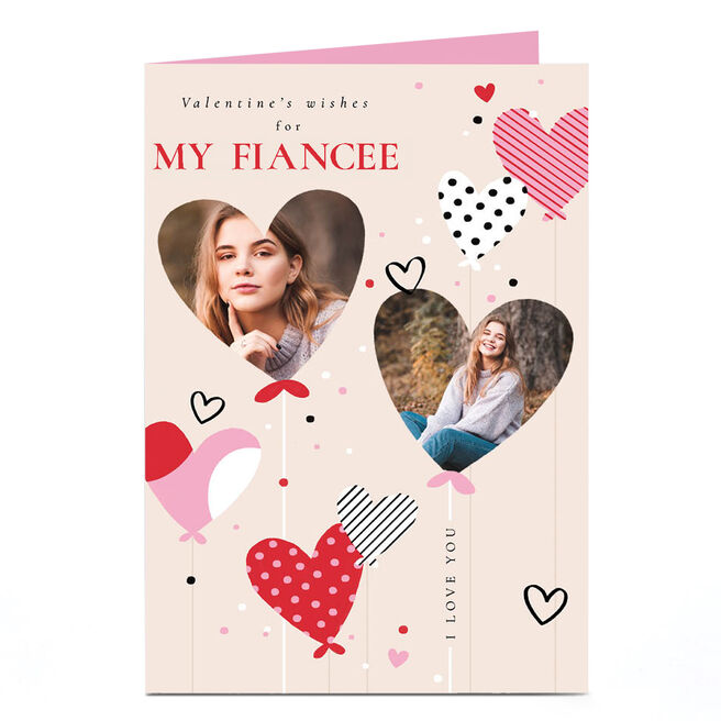 Personalised Valentine's Day Card - Heart Balloons, Fiancee