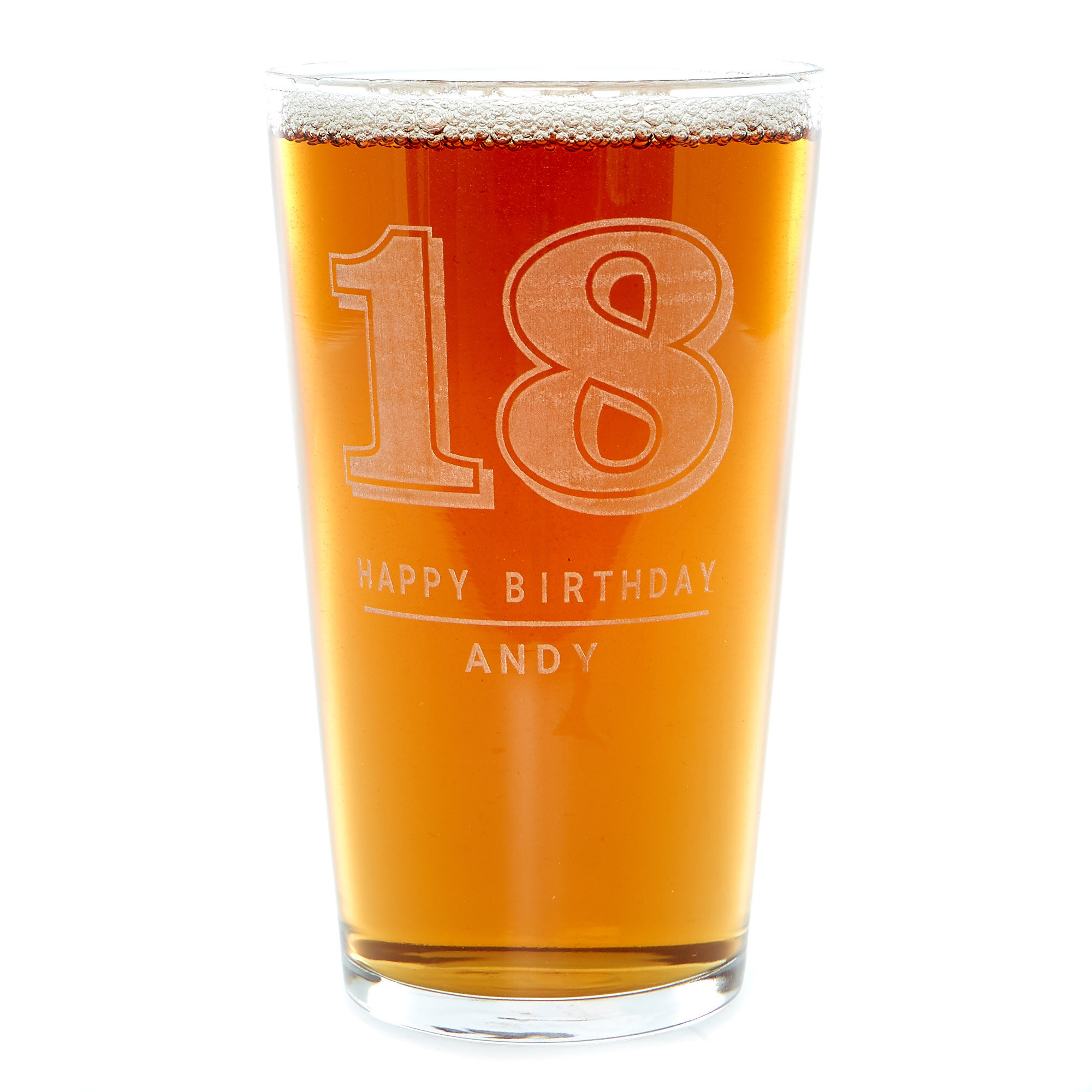 thumbnail image 2 of Personalised 18th Birthday Pint Beer Glass – Engraved Signature Gift In Box BG-15 2 of 6