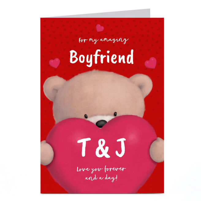 Personalised Hugs Card - Red Heart Initials
