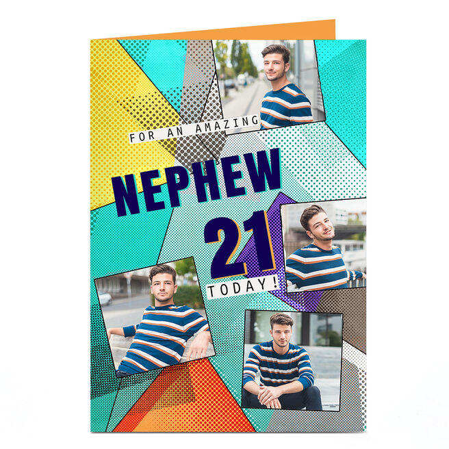 Photo Birthday Card - Abstract Pop Art, Editable Age 