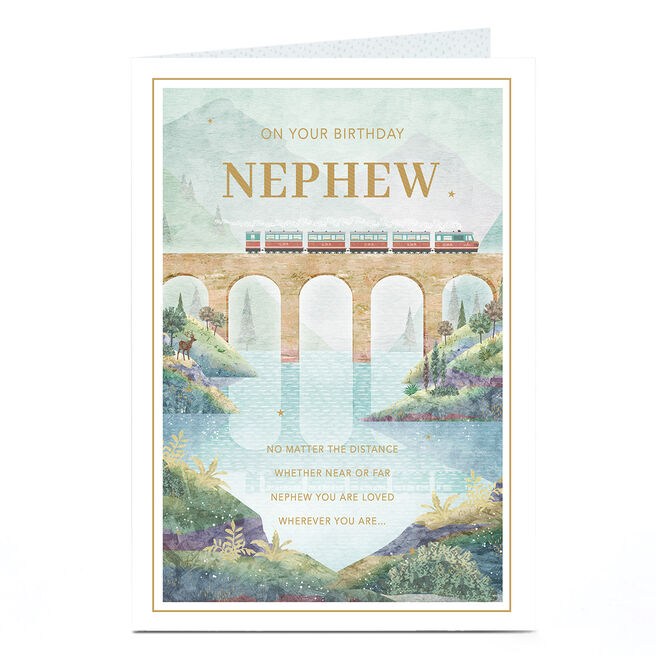 Birthday Card - Classic Train and Bridge, Nephew