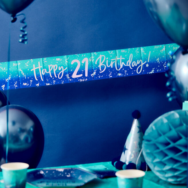 Happy 21st Birthday Banner - Blue